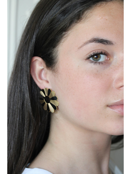 Boucles d'oreilles Noir Flower 1