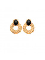 Boucles d'oreilles Emilie Agate Noire