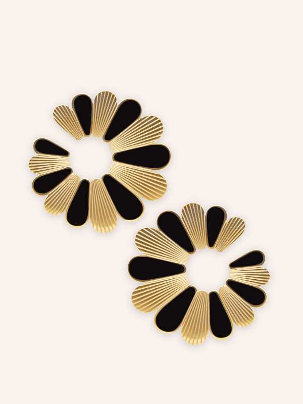 Boucles d'oreilles Noir Flower 1