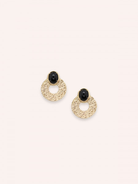 Boucles d'oreilles Emilie Agate Noire