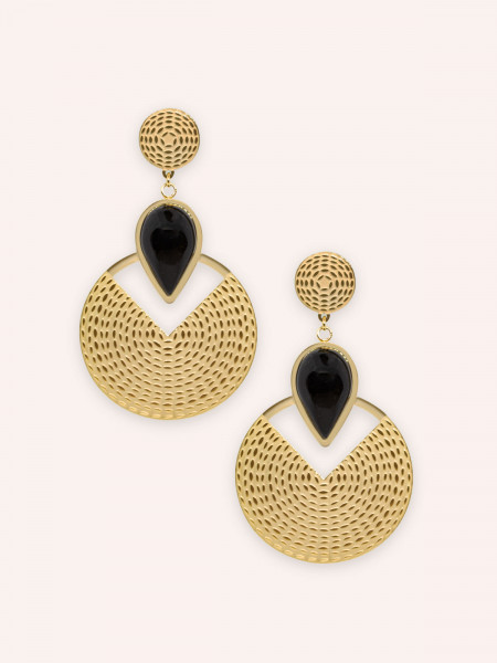 Boucles d'oreilles Elodie Agate noire