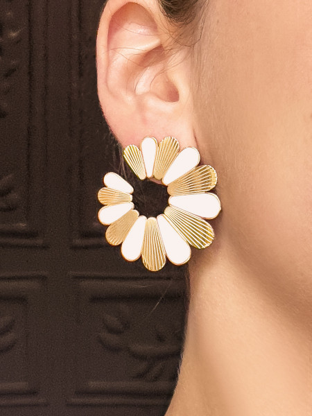 Boucles d'oreilles Blanc Flower 1