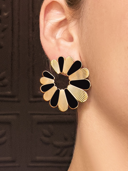 Boucles d'oreilles Noir Flower 1