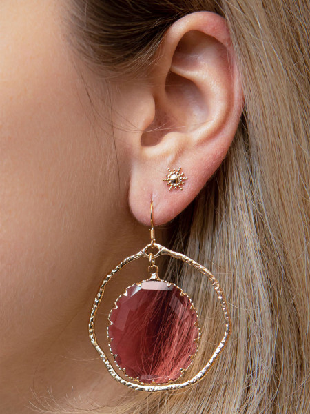 Boucles d'oreilles Léo Fuchsia
