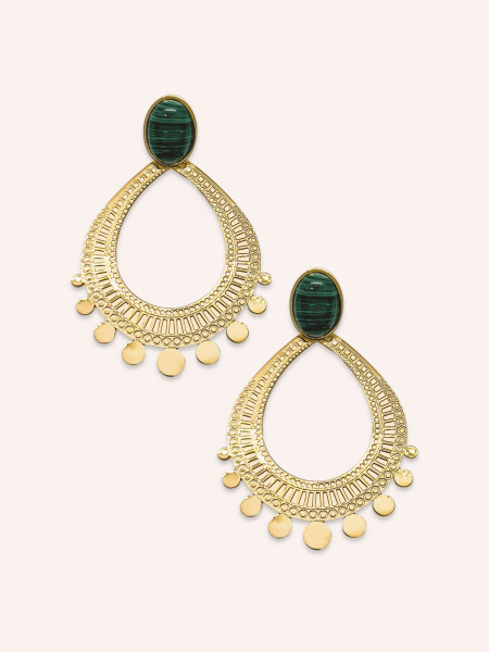 Boucles d'oreilles Paula Malachite