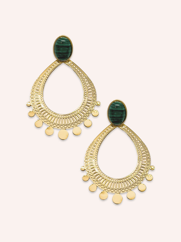Boucles d'oreilles Paula Malachite