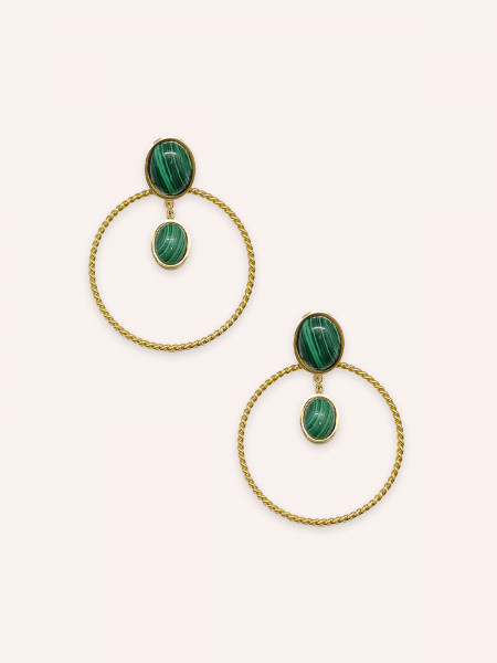 Boucles d'oreilles Luna Malachite