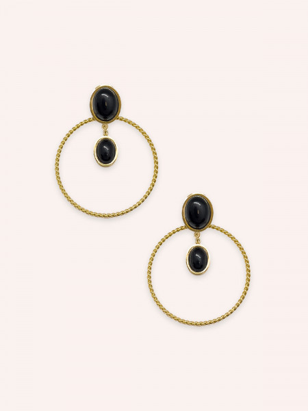 Boucles d'oreilles Luna Agate Noire