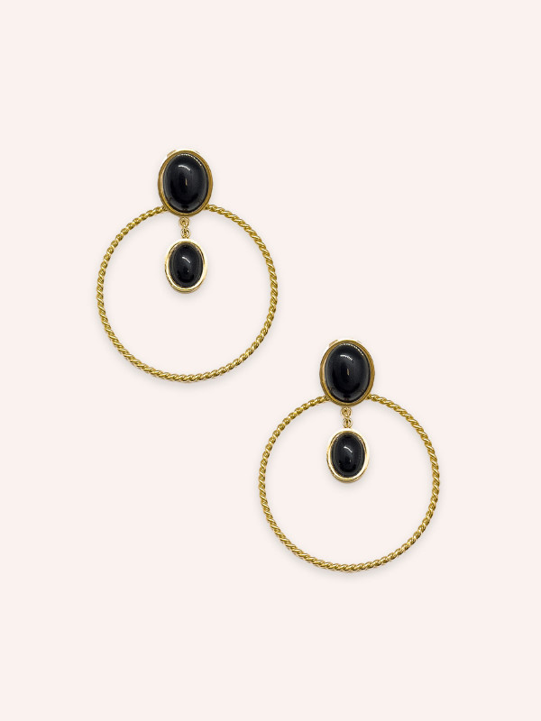 Boucles d'oreilles Luna Agate Noire
