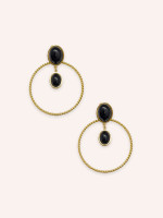 Boucles d'oreilles Luna Agate Noire