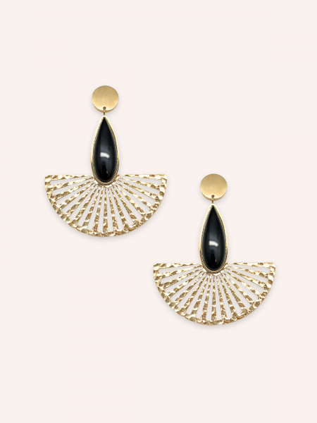 Boucles d'oreilles Ozalée Agate Noire