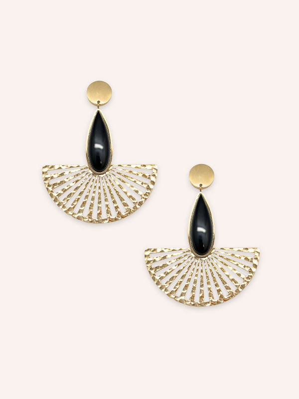 Boucles d'oreilles Ozalée Agate Noire