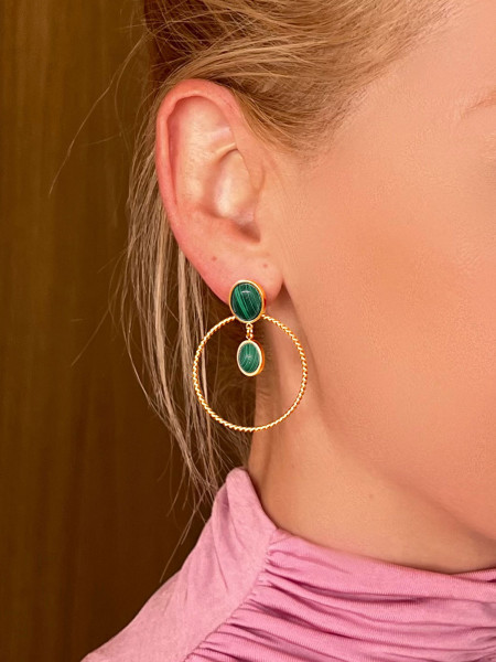 Boucles d'oreilles Luna Malachite