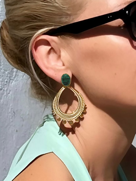 Boucles d'oreilles Paula Malachite