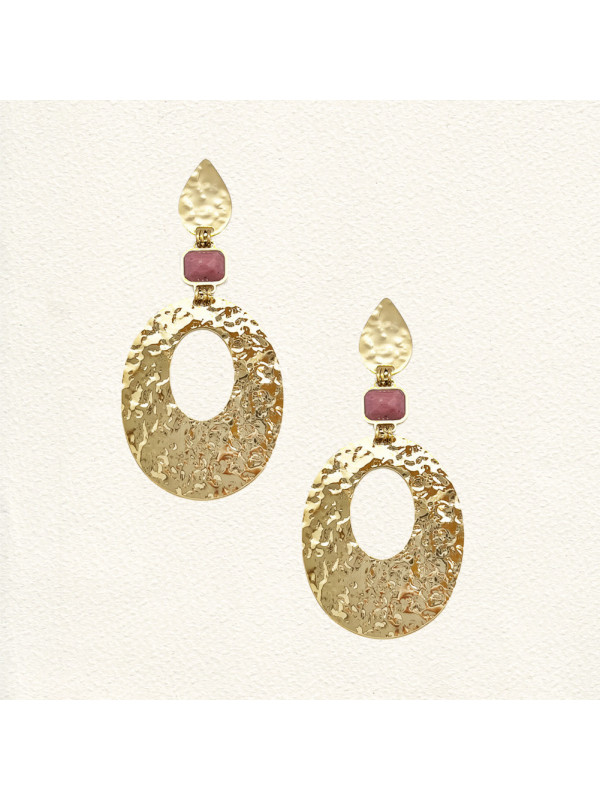 Boucles d'oreilles Aurélia Quartz Framboise