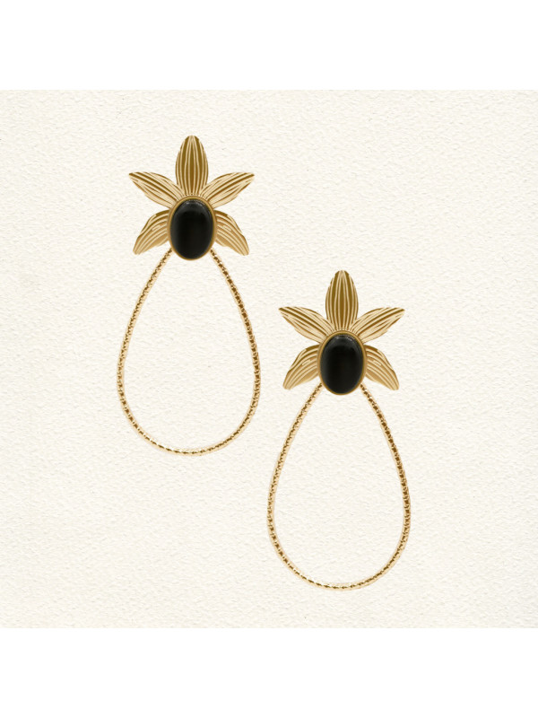 Boucles d'oreilles Nina Agate noire