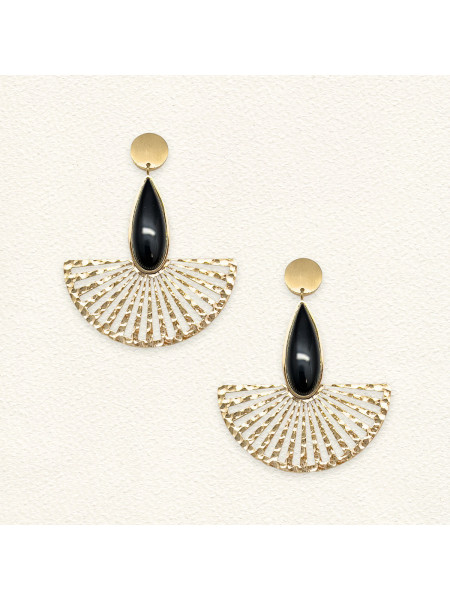 Boucles d'oreilles Ozalée Agate Noire