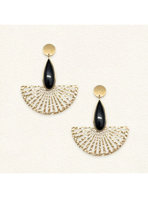 Boucles d'oreilles Ozalée Agate Noire