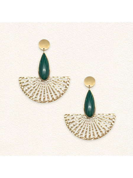 Boucles d'oreilles Ozalée Malachite
