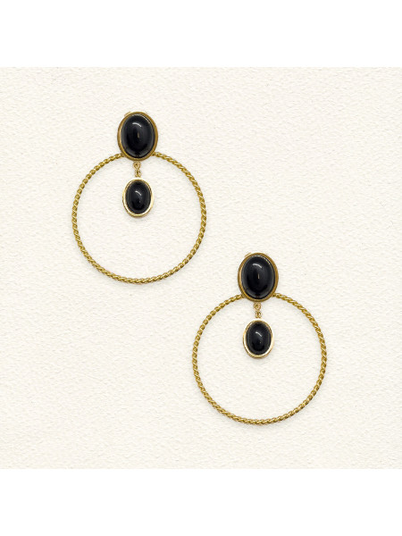 Boucles d'oreilles Luna Agate Noire