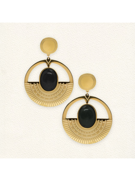 Boucles d'oreilles Chris Agate Noire