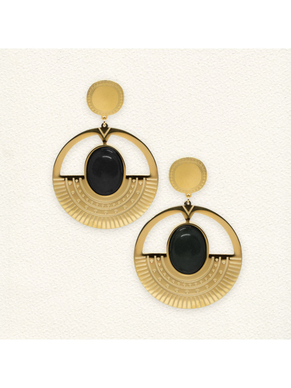 Boucles d'oreilles Chris Agate Noire