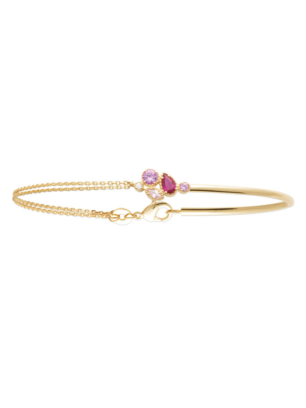 Bracelet jonc chaine Pivoine Rose